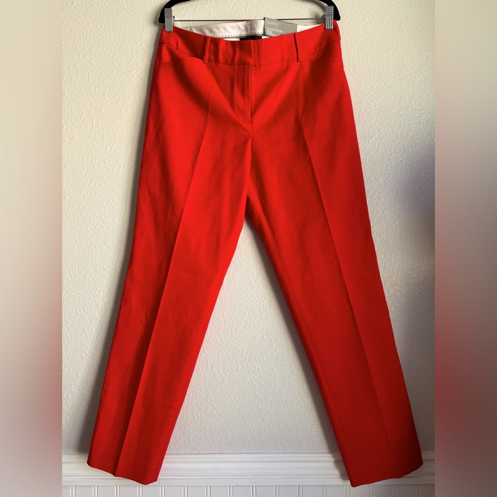 NWT! Talbots Hampshire Ankle Pants Cherry Red Sz:10 Straight Leg Classic Career